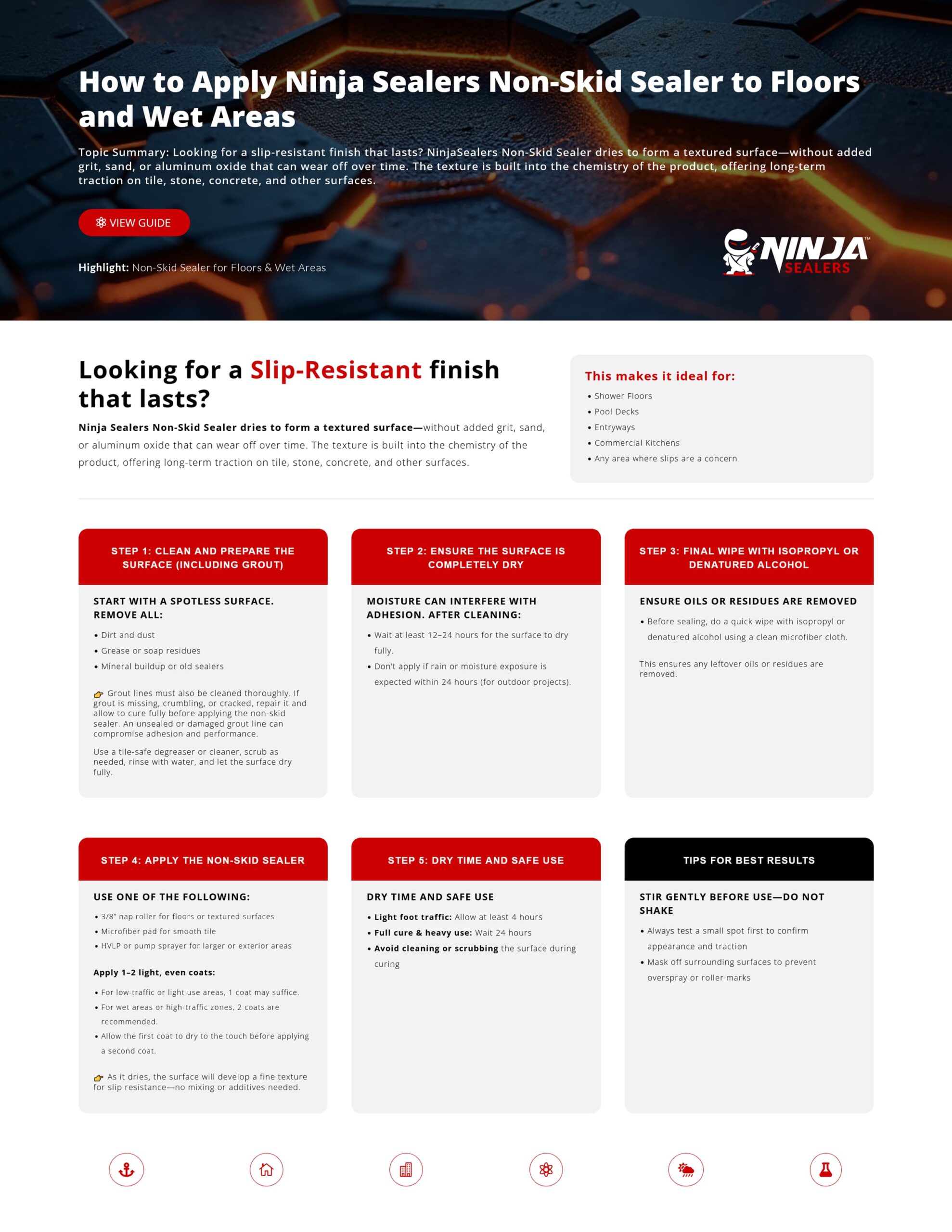 How to Apply Ninja Sealers Non-Skid Sealer to Floors and Wet Areas
